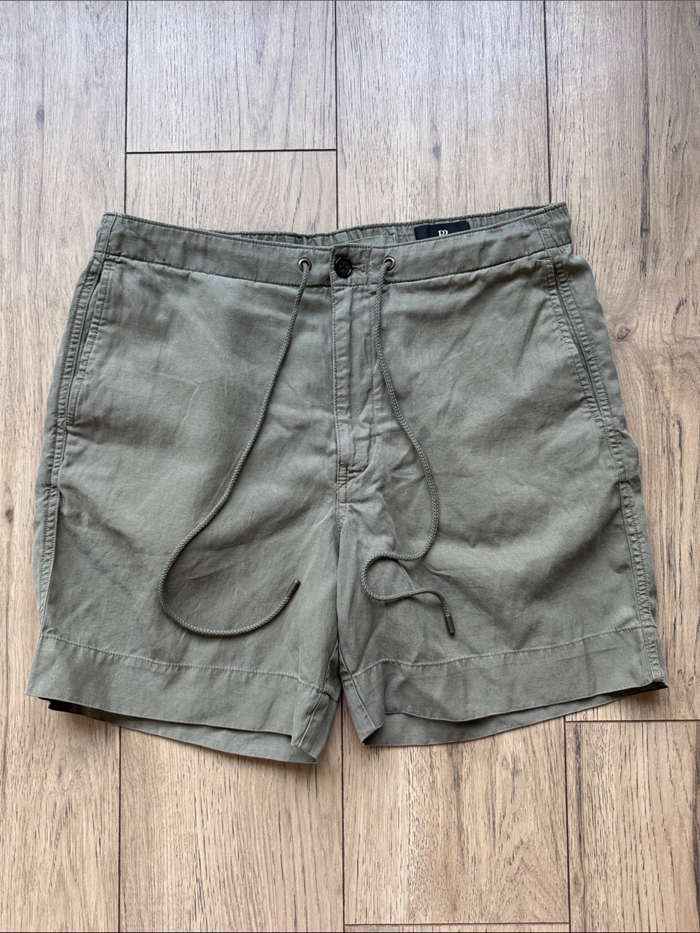 Banana Republic Linen Blend Drawstring Shorts Olive Green Men’s Medium Pockets